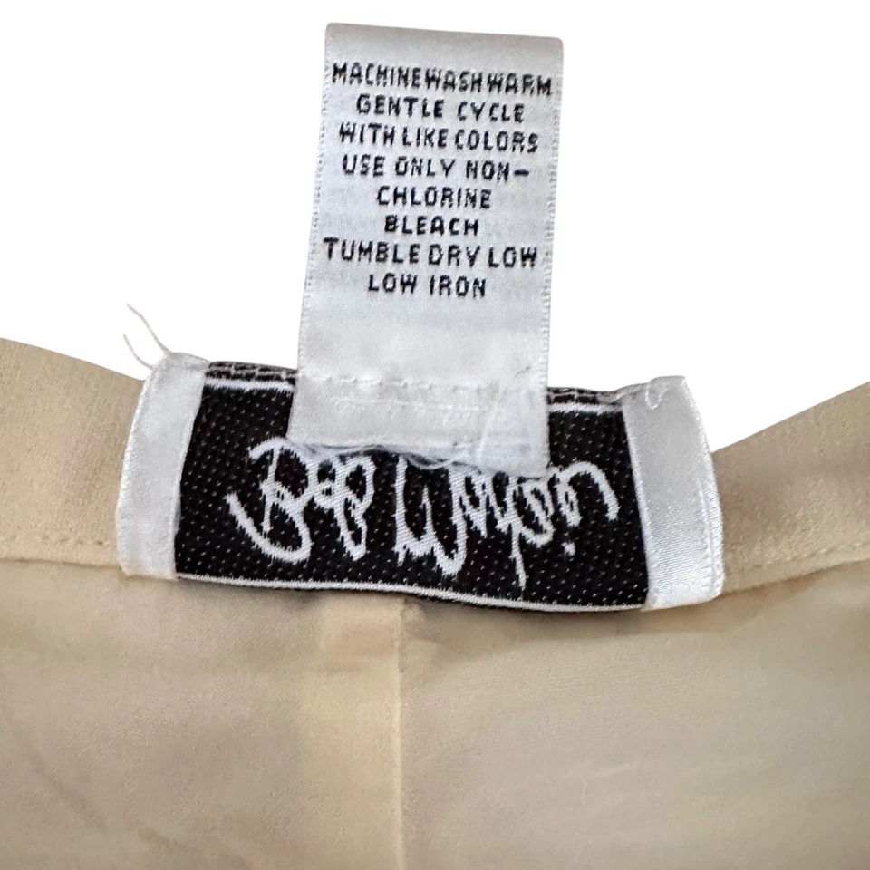 Calça Vintage Bob Mackie Studio Amarela Manteiga Tamanho 12 Cintura Alta Forrada - Imagem 4 de 4