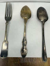 3 VINTAGE Spoons 2 Marked Rogers Anchor 12 oz & 1 Marked James W Tufts 5-7/8"