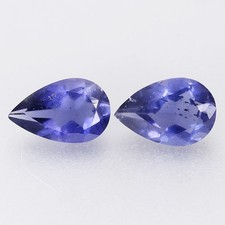 Pair 2pcs 0.69ct Pear 6x4mm Natural Unheated Namibian Bluish Violet Iolite, Afri