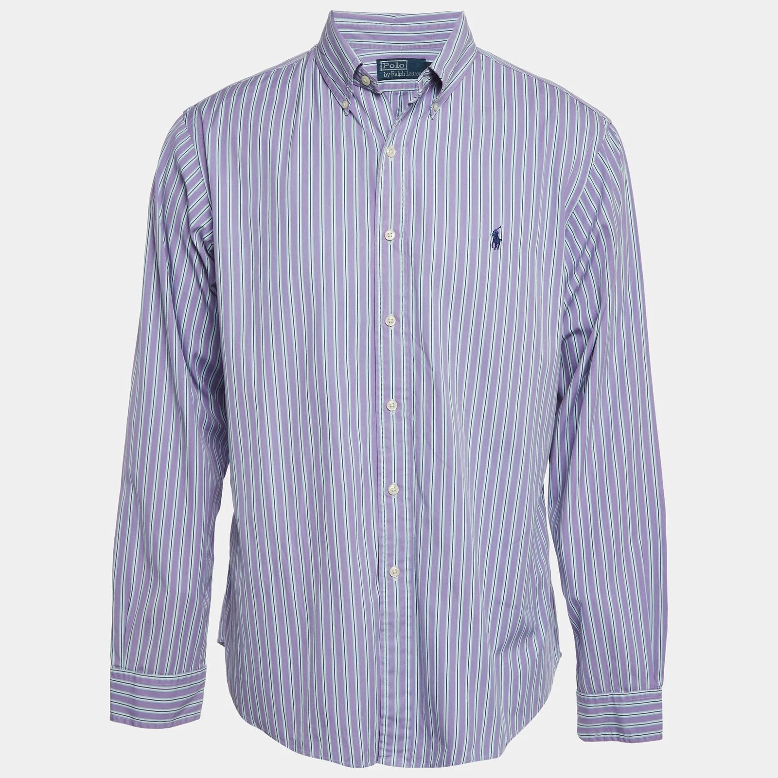 Polo Ralph Lauren Blue Striped Cotton Button Front Shirt XXL