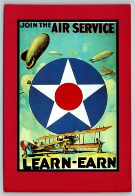 Postcard Poster 1918 America's Heroes Join the Air Service Learn Earn 54L