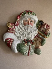 Fitz & Floyd Christmas, Winter Holiday Santa Canape Plate Or Cookie Plate