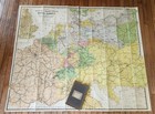 1870s LARGE MAP of EUROPE on LINEN w/ ORIGINAL HOLDER antique