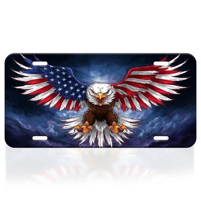 American Flag Eagle License Plate   Patriotic Car Tag, USA Bald Eagle Front Plat