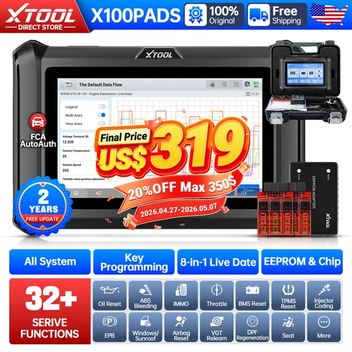 XTOOL X100PADS V2.0 Diagnostic Tool All System OBD2 Scanner Add Key Programming