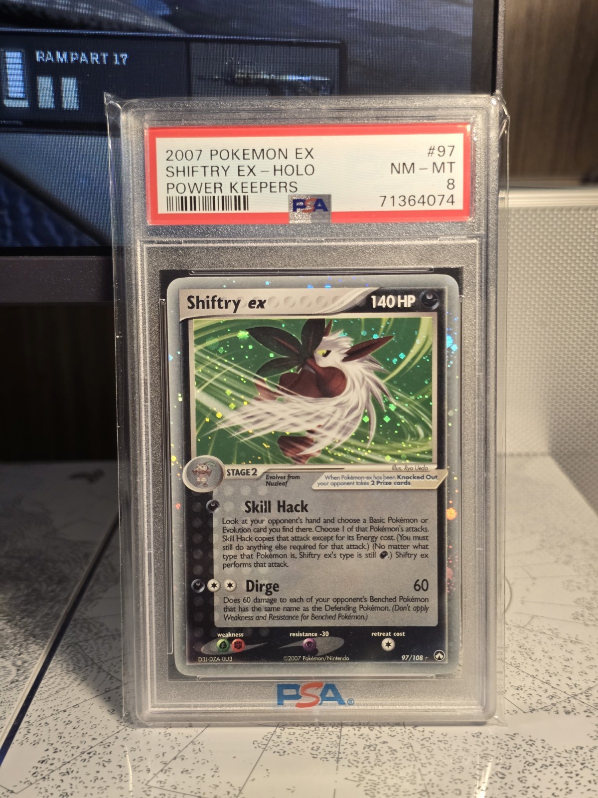 Pokemon 2007 Shiftry EX Holo Power Keepers 97/108 PSA 8