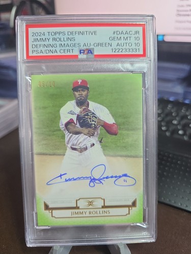 2024 Definitive Jimmy Rollins Defining Images Auto Green /10 PSA 10 AU 10 POP 1