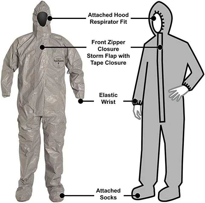 Dupont Tychem 6000 Single Coverall Med, LG, XL,2XL,3XL,4XL, 5XL TF169TGYXX000600 - product detail image 11