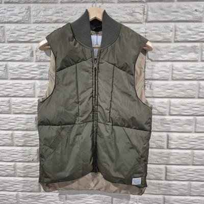 Deus Ex Machina Vest Mens Small Green Kenny Puffer Insulated Full Zip Biker
