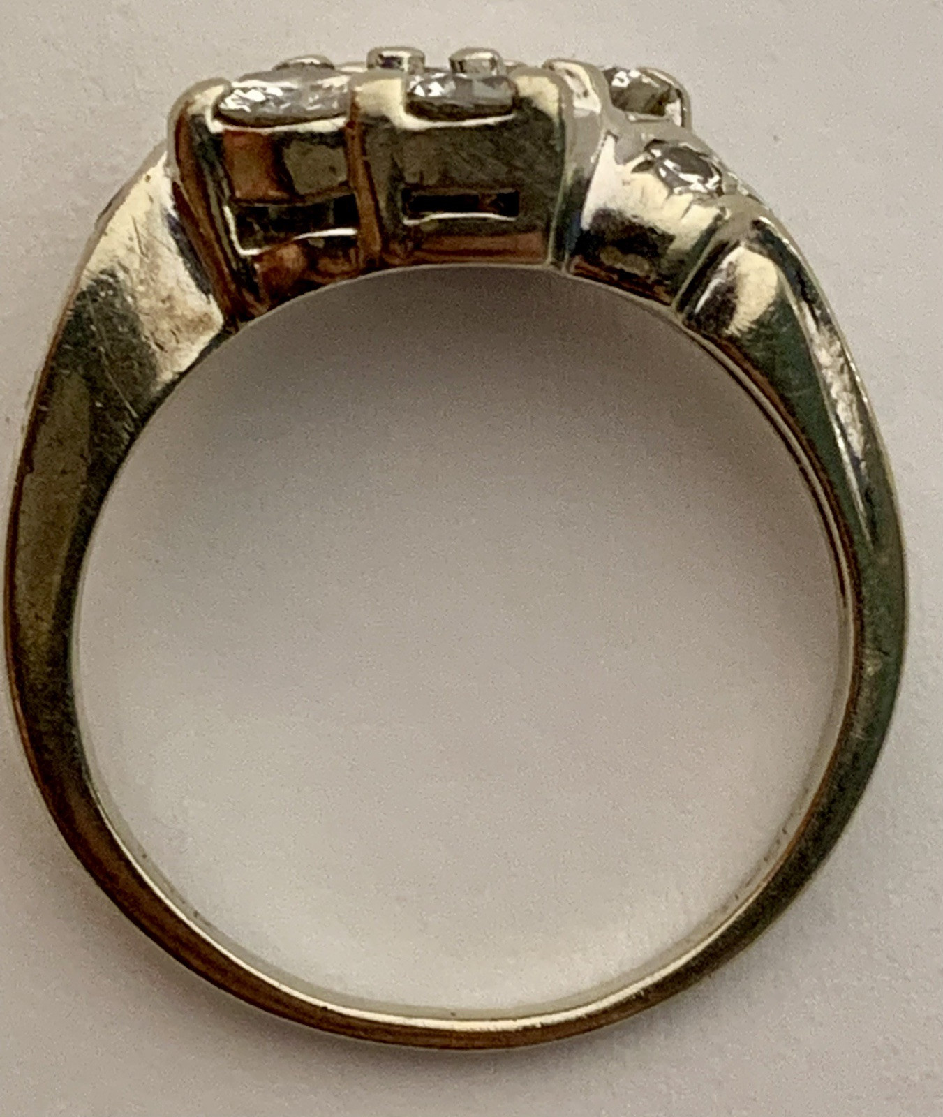 Diamond Ring Cluster Solid 14k White Gold Vintage… - image 10