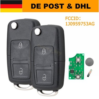 2x Funk Schlüssel ID48 433MHz für VW Golf 4 IV Bora Polo Skoda Seat 1J0959753AG