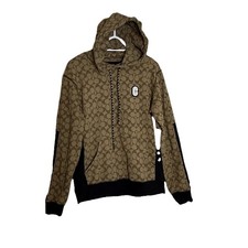 COACH 89747 100 cotton C logo rubber patch signature pattern pullover hoodie S