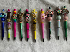 Ten Different Focal Bead Ballpoint Pens OOAK Handmade Animal Themed Free Ship