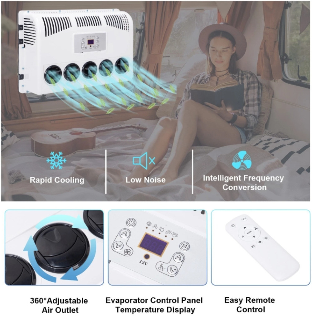 Fit for Cab Semi Truck Bus RV Caravan 12V Split Air Conditioner 11000 BTU AC Kit