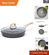 10-Inch Granite Non-Stick Frying Pan with Glass Lid - Healthier Cooking