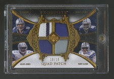 2007 EXQUISITE QUAD GW PATCH GOLD #ED 10/10 TONY ROMO-TERRELL OWENS-GLENN-JONES
