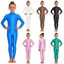 Girls Unitard Yoga Jumpsuit Festival Bodysuit Competitions Full Body Glossy