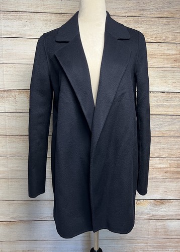 Theory Sileena New Divide Coat Double-Face Wool Cashmere Sz S Solid Navy Pockets