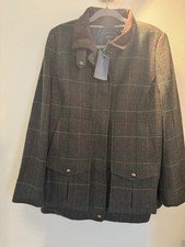 Amazing Quality Joules Field Coat Size 18 BNWT Green With Pink Tartan Wool Lined
