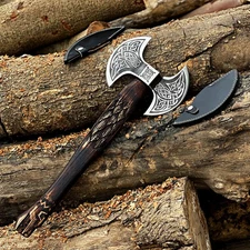 Custom Hand Forged Double Headed Viking Axe,Double Blade Axe with sheath - USA
