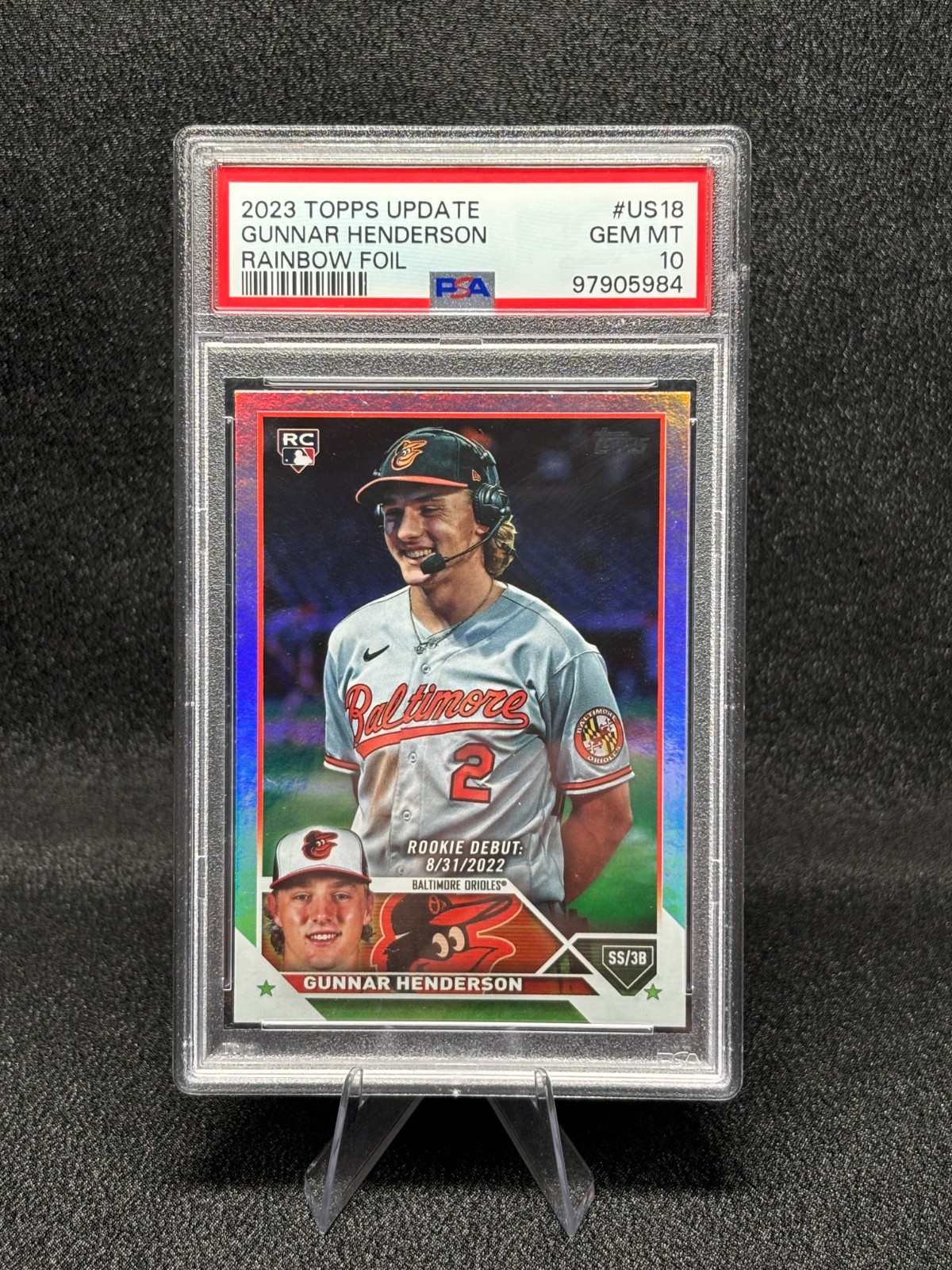 2023 Topps Update Gunnar Henderson #US18 Rainbow Foil (RC) PSA 10 🔥🔥 Orioles
