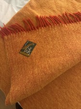 Safari MCM Vtg Orange Yellow Wool Blanket Dutch Made in Holland 60"x84"