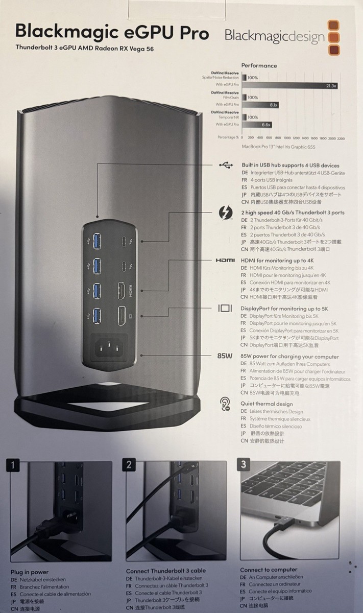 Blackmagic eGPU Pro Radeon Vega 56 8GB VRAM Thunderbolt 3 | eBay
