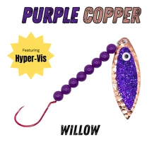 Copper Worm Harness Spinner Lure ft. Purple Hyper-Vis Attractor Tape