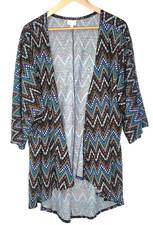 LuLaRoe Cardigan Duster Women's Large Open Front Kimono Southwest Geometric