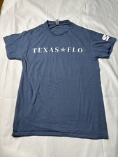 Texas Flo Logo T-Shirt Blue Graphic Tee Heavy Cotton Adult Small Made in USA