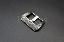 24MM Engraved Screw In Buckle Watch Band Strap Brushed Clasp Fits Panerai