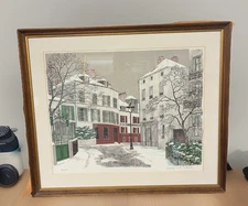 Denis Paul Noyer Signed Lithograph Paris Street Scene Framed Numbered COA