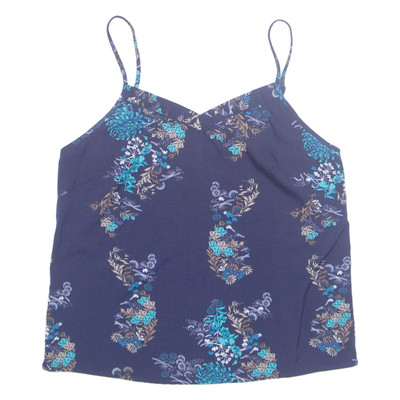 NEUER LOOK Damen Camisole Top Blau V-Ausschnitt Floral UK 10