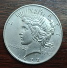1922 Silver Peace Dollar, 90% Silver, VF. — photo 3
