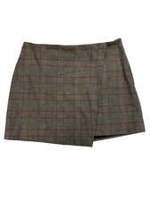 Old Navy Women's Large Brown Plaid Preppy Academia Wrapped Skirt Schoolgirl Y2K