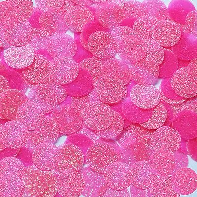 Round Sequin 15mm Pink Neon Fluorescent Sparkle Glitter Texture Paillettes