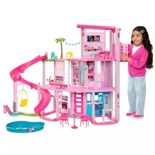 New Barbie Dreamhouse, 75+ Pieces, Pool Party Doll House with 3 Story Slide