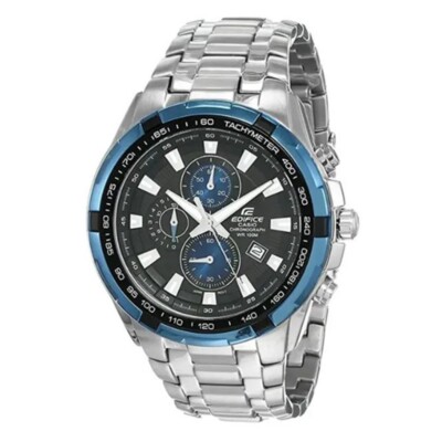 Casio Edifice EF-539D-1A2 | Black & Blue Chronograph Watch | Stainless Steel Ban