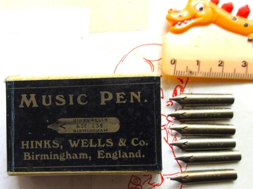 6 RARE HINKS & WELLS #134 MUSIC BRONZE MEDIUM FLEXIBLE PEN NIBS+DRAW+CALLIGRAPHY - 第 1/3 張圖片
