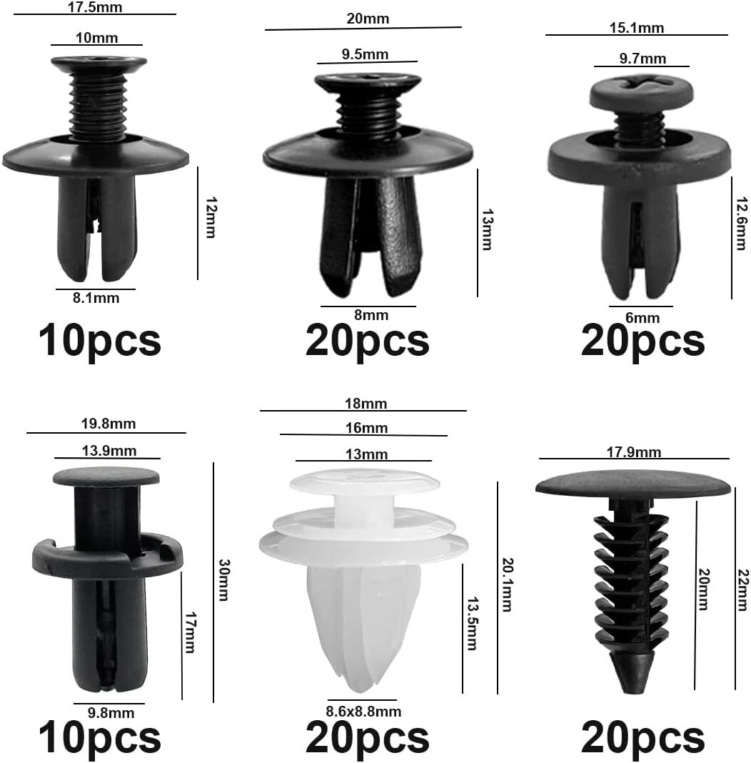 For Jeep 105Pcs Car Bumper Hood Clips Retainer Rivet Fastener Fender Push Pin