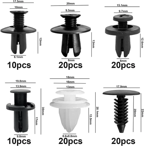100Pack Universal Rivet Clips Car Retainer Fender Liner Fastener 6 Size w/ 5Tool - Picture 6 of 13