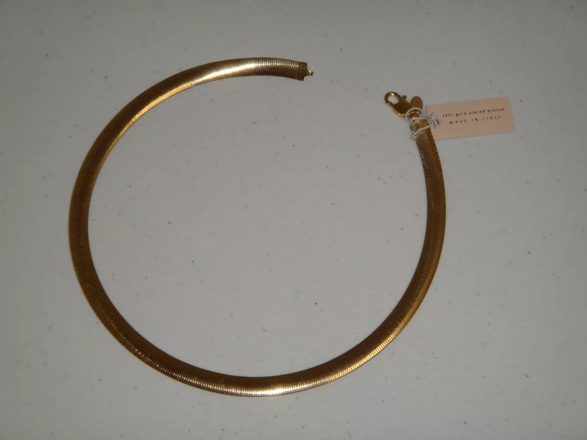 MIA FIORE Womens 14 kt Gold Plated Bronze Wide Reversible Necklace MADE in ITALY