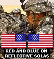 USA FLAG R+B REFLECTIVE Solas PATCH SET 3.5" X 2"  WITH VELCRO® BRAND FASTENER