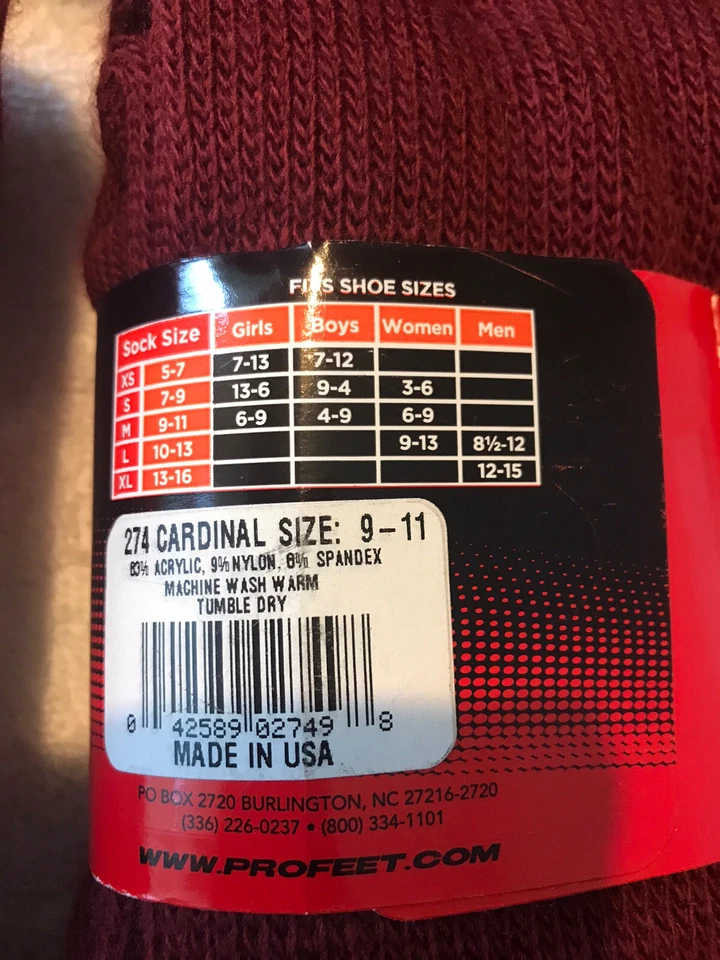 Calcetines tubo acolchados multideporte unisex Pro Feet cardinales - talla ver descripción Foto 4 de 4