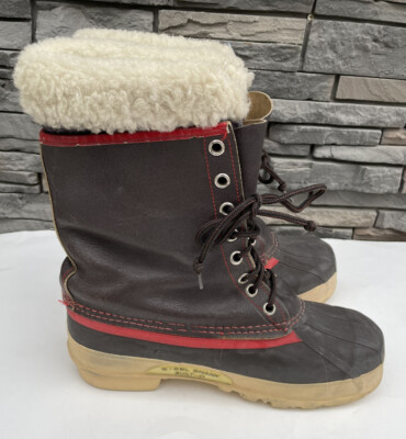 Steel Shank Winter Boots Wool Size 9 Brown & Red  VTG Men / Woman s RARE