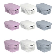 Storage Box Container Lidded Handle Organizer 4.5L 11L 17L White Pink Grey HQ UK