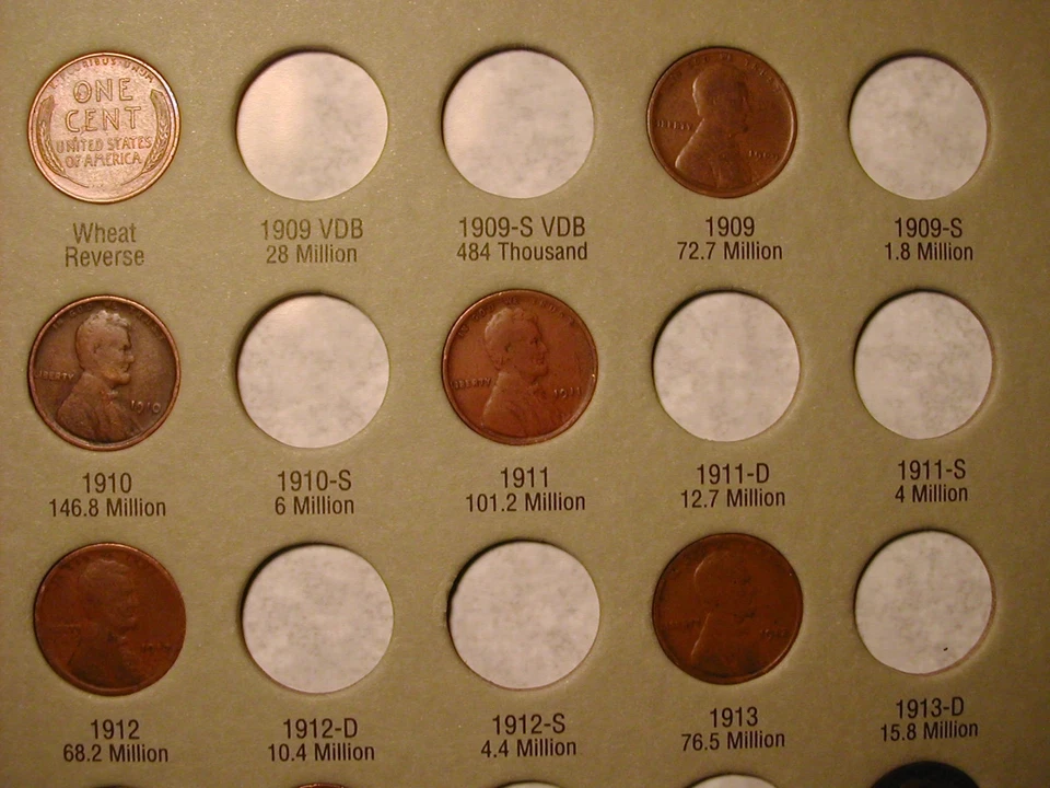 JUEGO DE INICIO DE CENTAVOS DE TRIGO LINCOLN, 1909-1940 ¡60 FECHAS/MINUTAS DIFERENTES! Foto 2 de 4