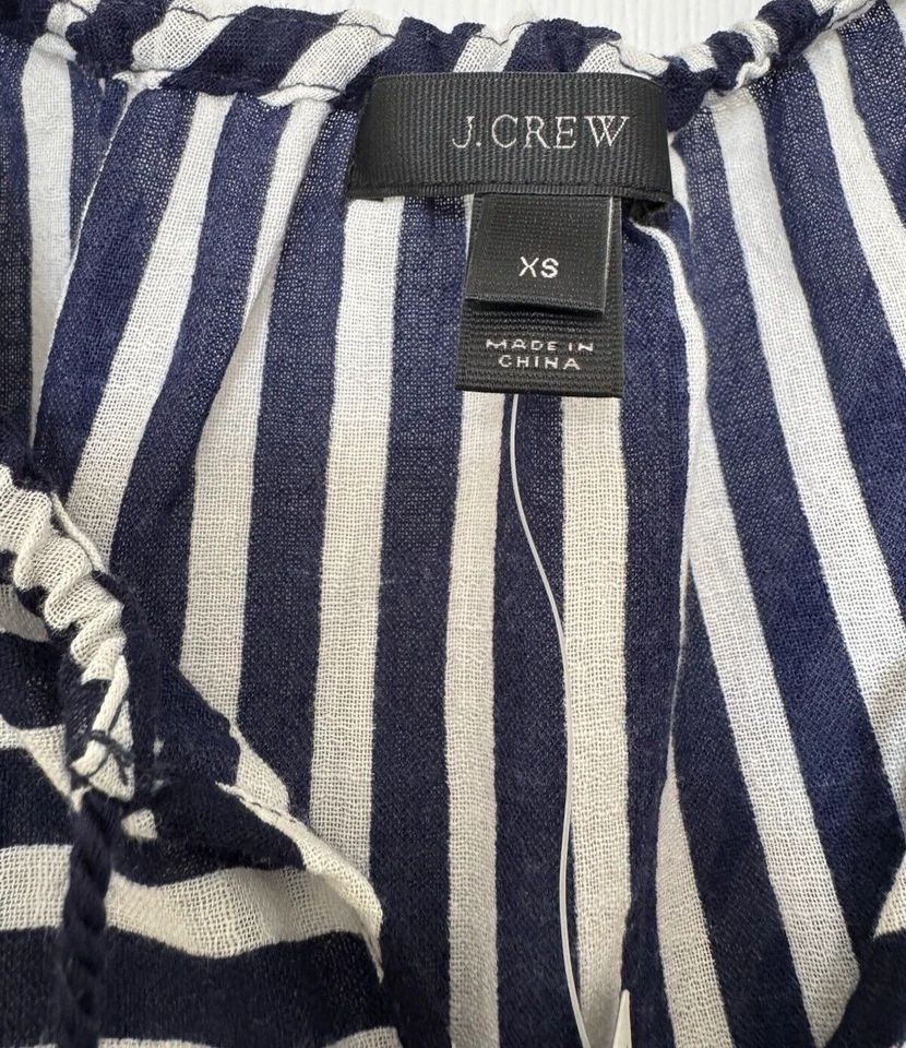 NUEVO CON ETIQUETAS JCREW RAYAS ALGODÓN GASA BORLA NATACIÓN CUBRE XS AZUL MARINO Foto 4 de 4