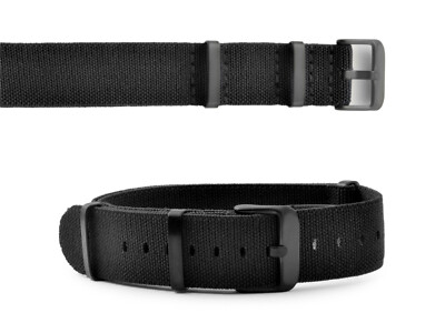 PREMIUM NATO ELASTIC G10 PVD BLACK UHRENARMBAND NYLON DURCHZUGSBAND WASSERFEST