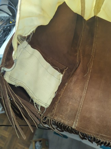 Chaqueta vaquera vintage de cuero con flecos marrones del medio oeste aspecto S/M - Imagen 9 de 18